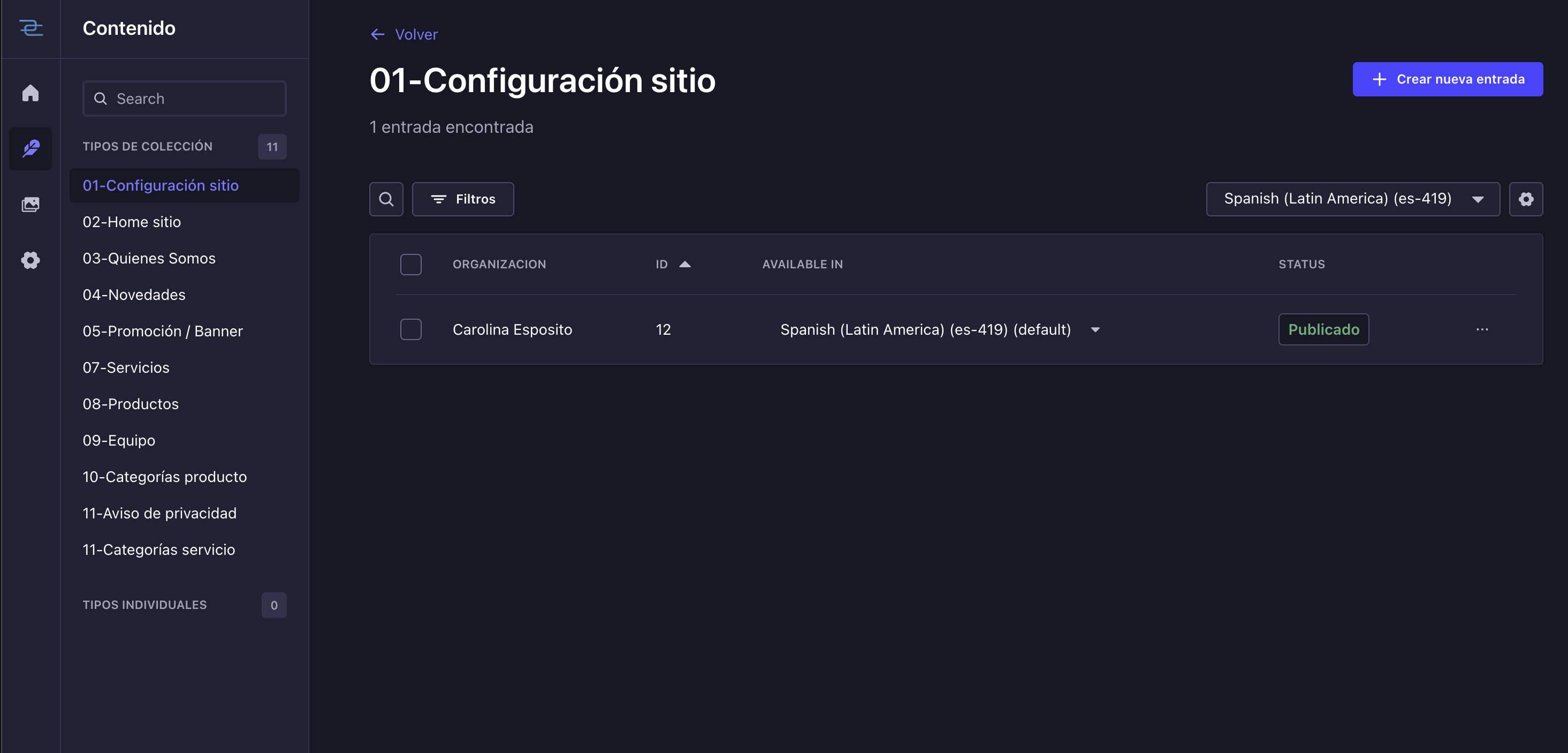 Panel de administración Senectar