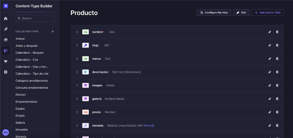 Panel para cargar productos y contenido